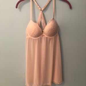 Daisy Fuentes Lingerie Top Chemise Lace Peach Size Medium